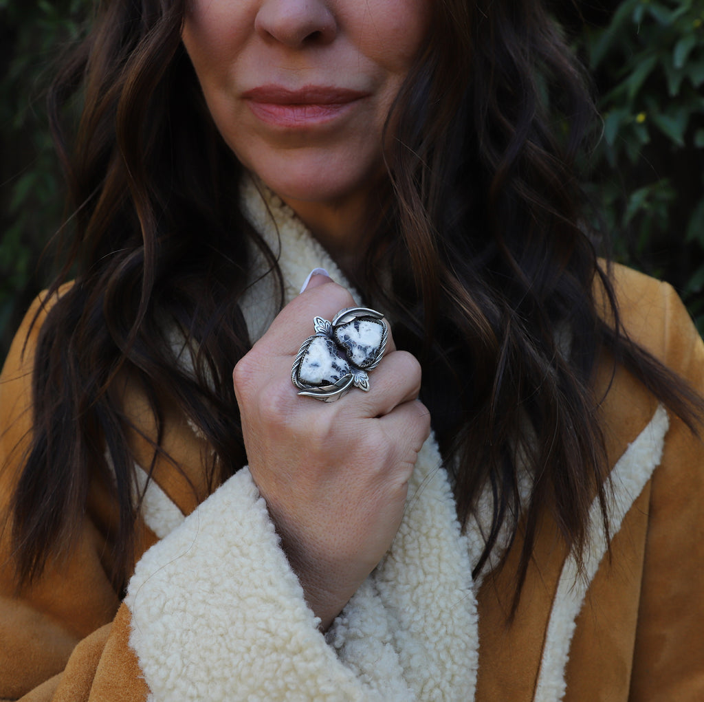 Wear Your Heart White Buffalo Double Heart Ring