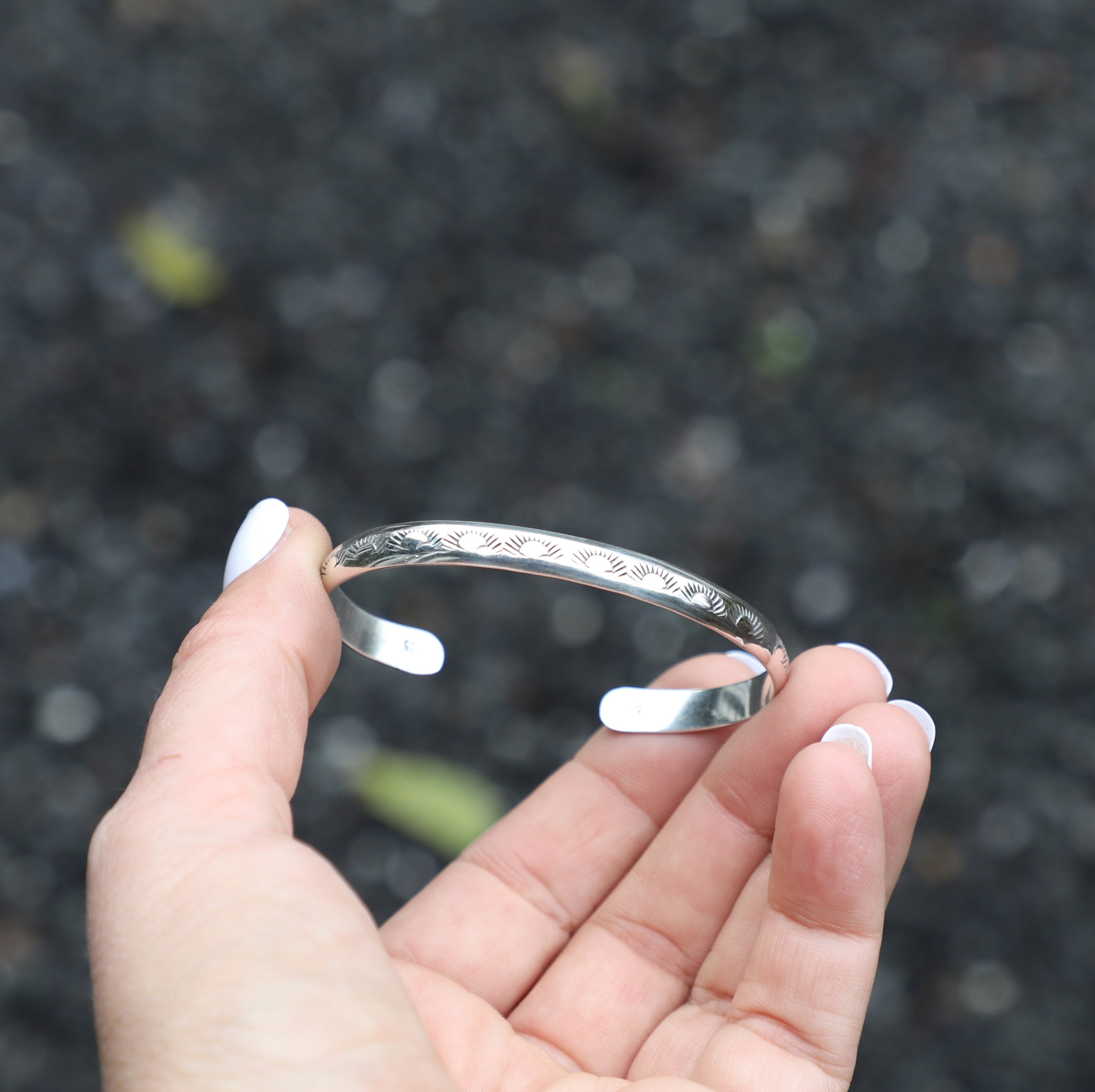 Thick Sterling Stamped Cuff #6