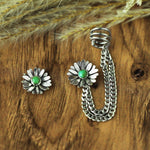 Turquoise Daisy Stud Ear Chains