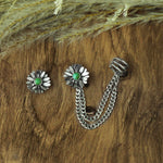 Turquoise Daisy Stud Ear Chains