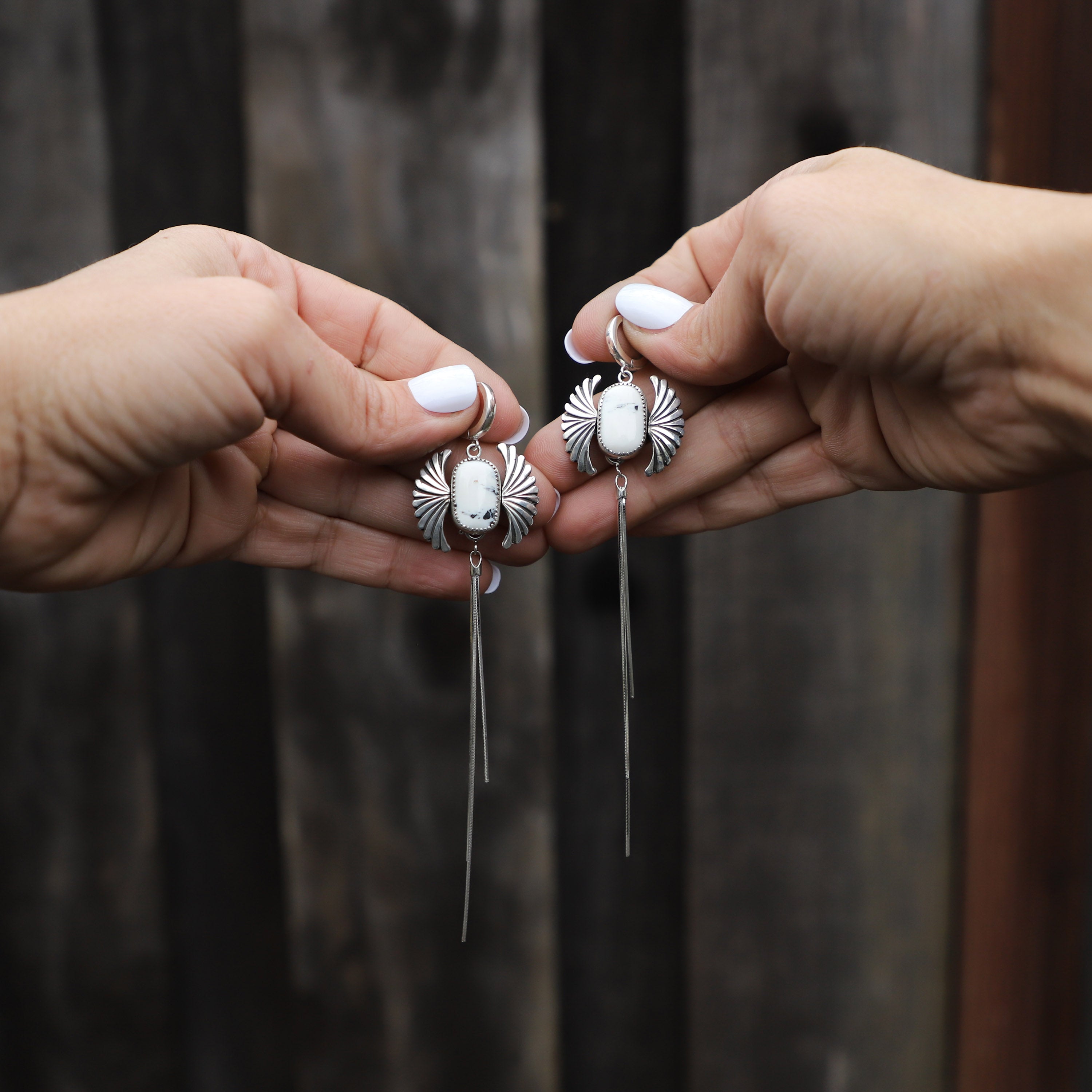 White Buffalo Phoenix Earrings