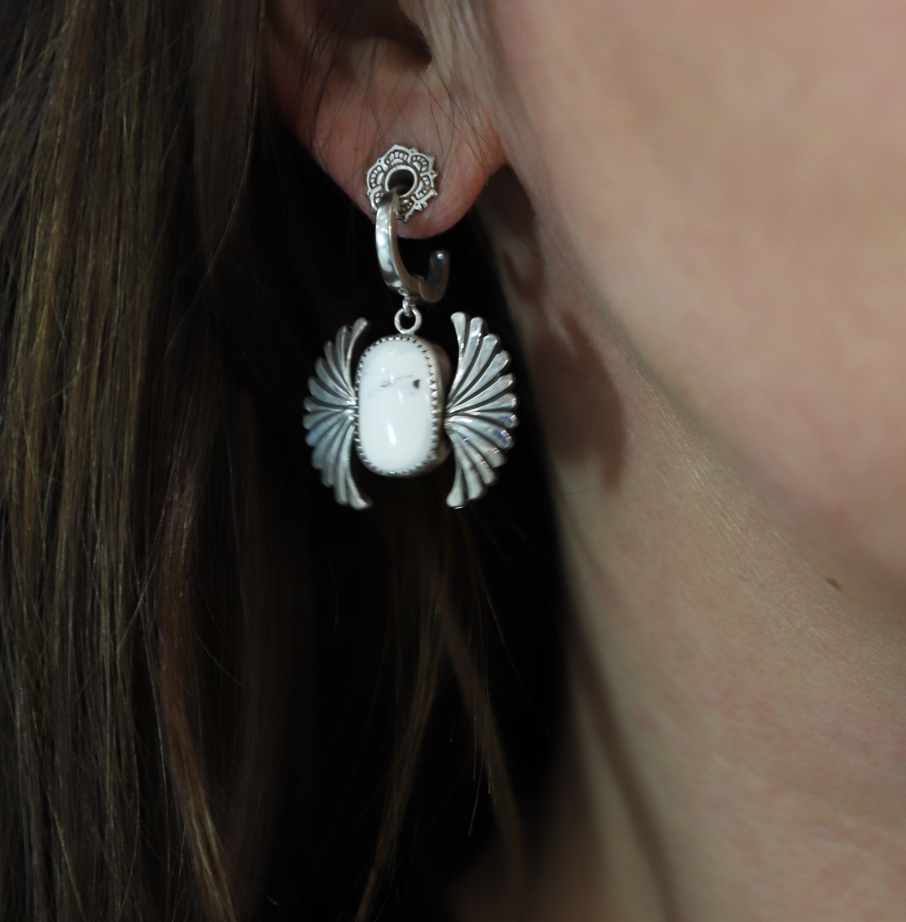 White Buffalo Phoenix Earrings