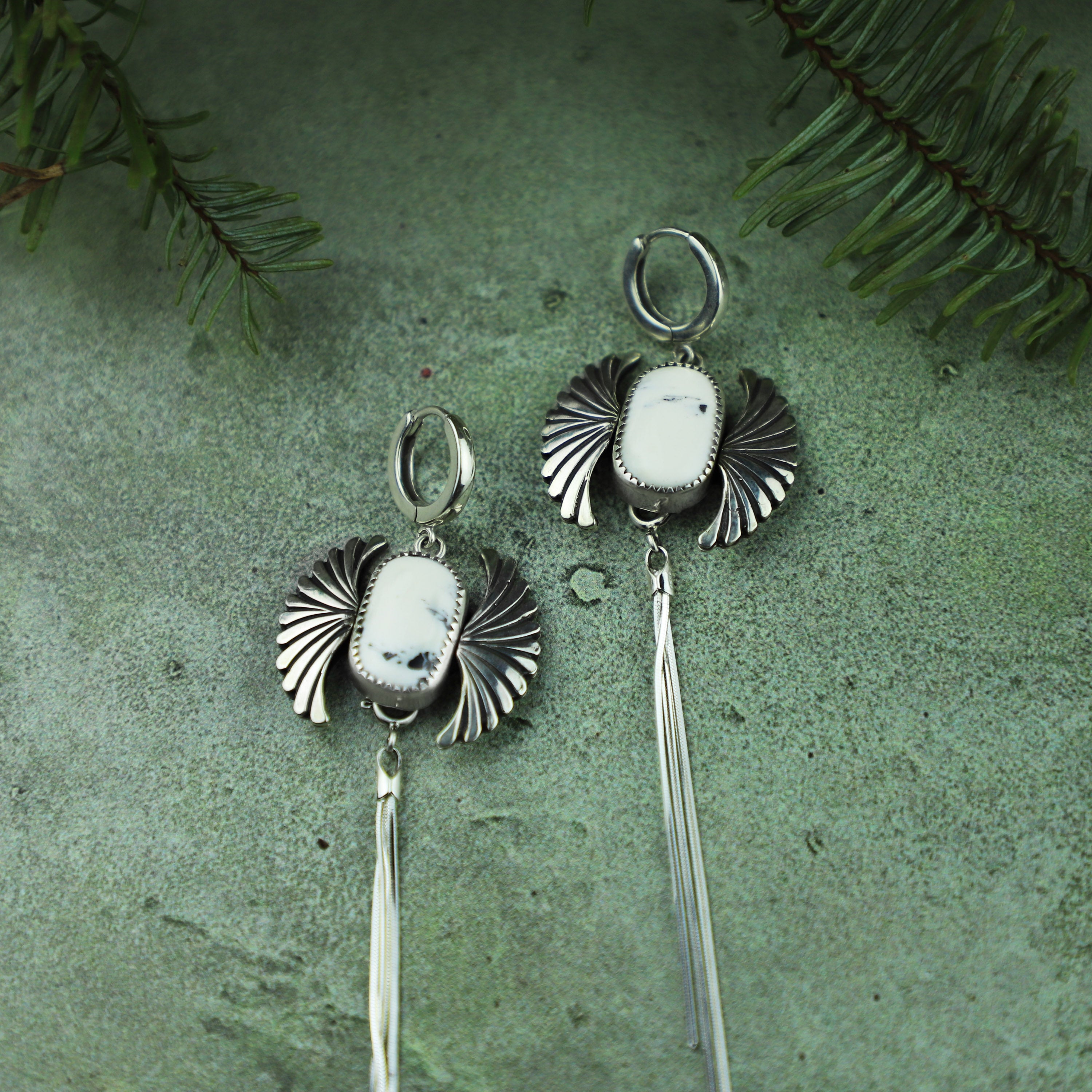 White Buffalo Phoenix Earrings