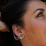 Turquoise Daisy Stud Ear Chains