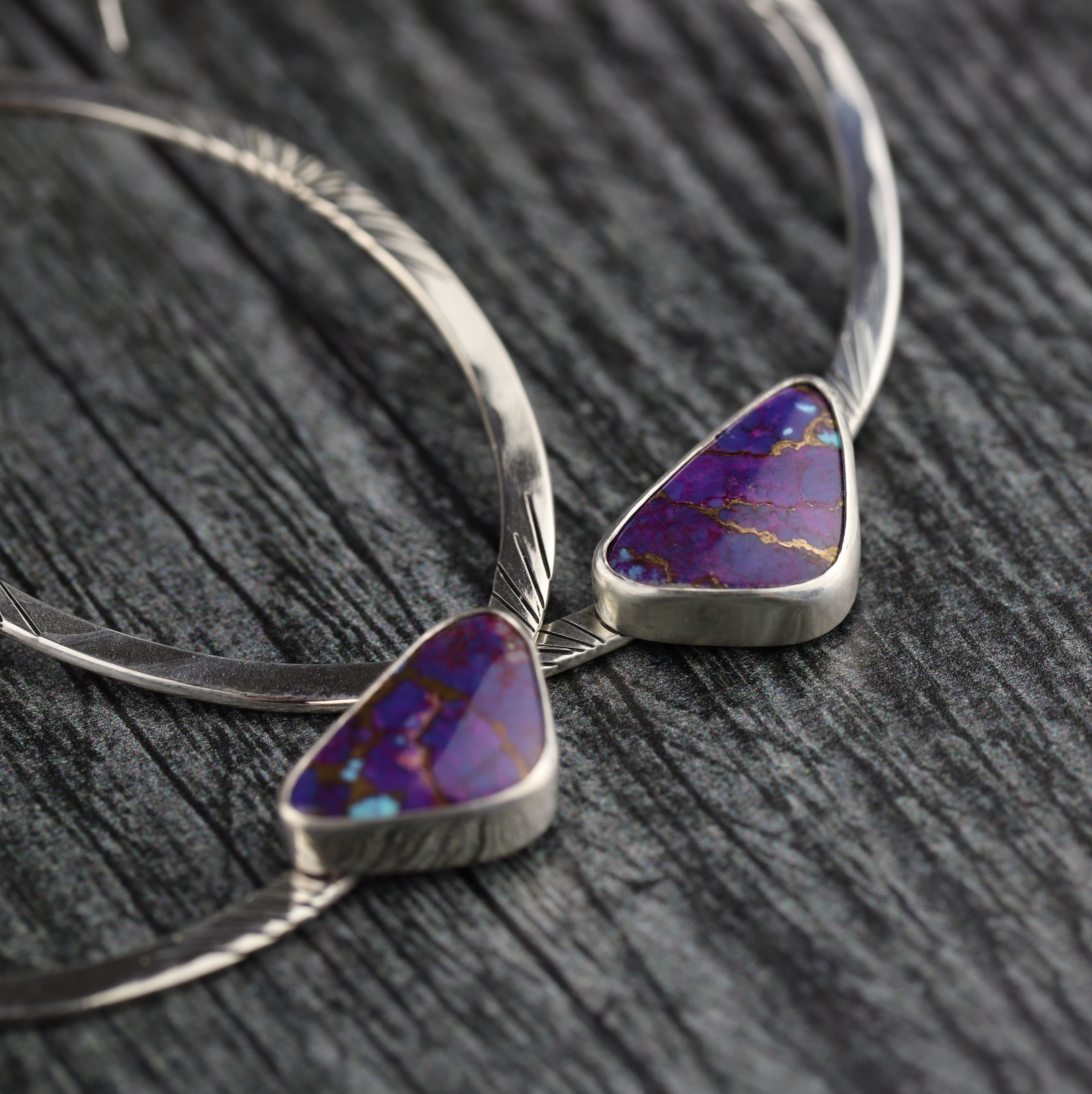 Purple Mojave Turquoise Hoop Earrings
