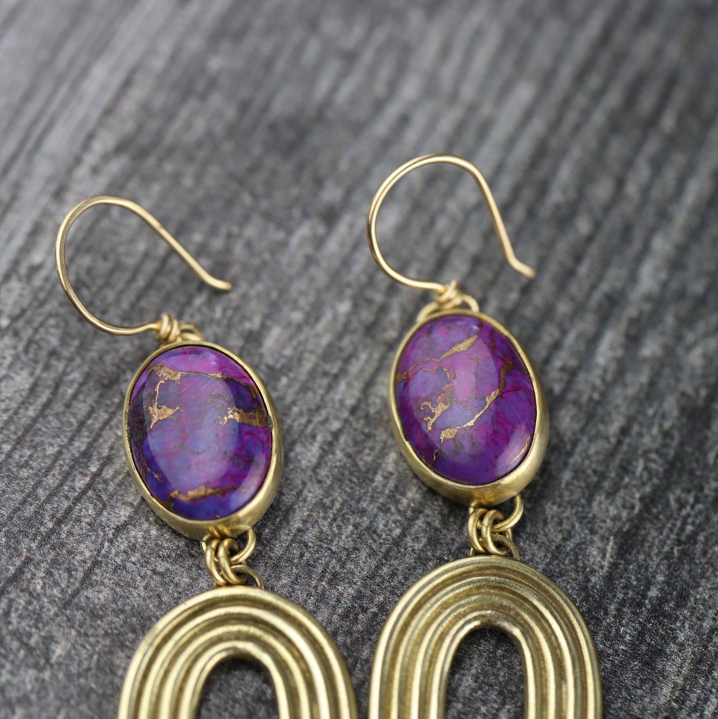 Purple Mojave Gold Rainmaker Earrings