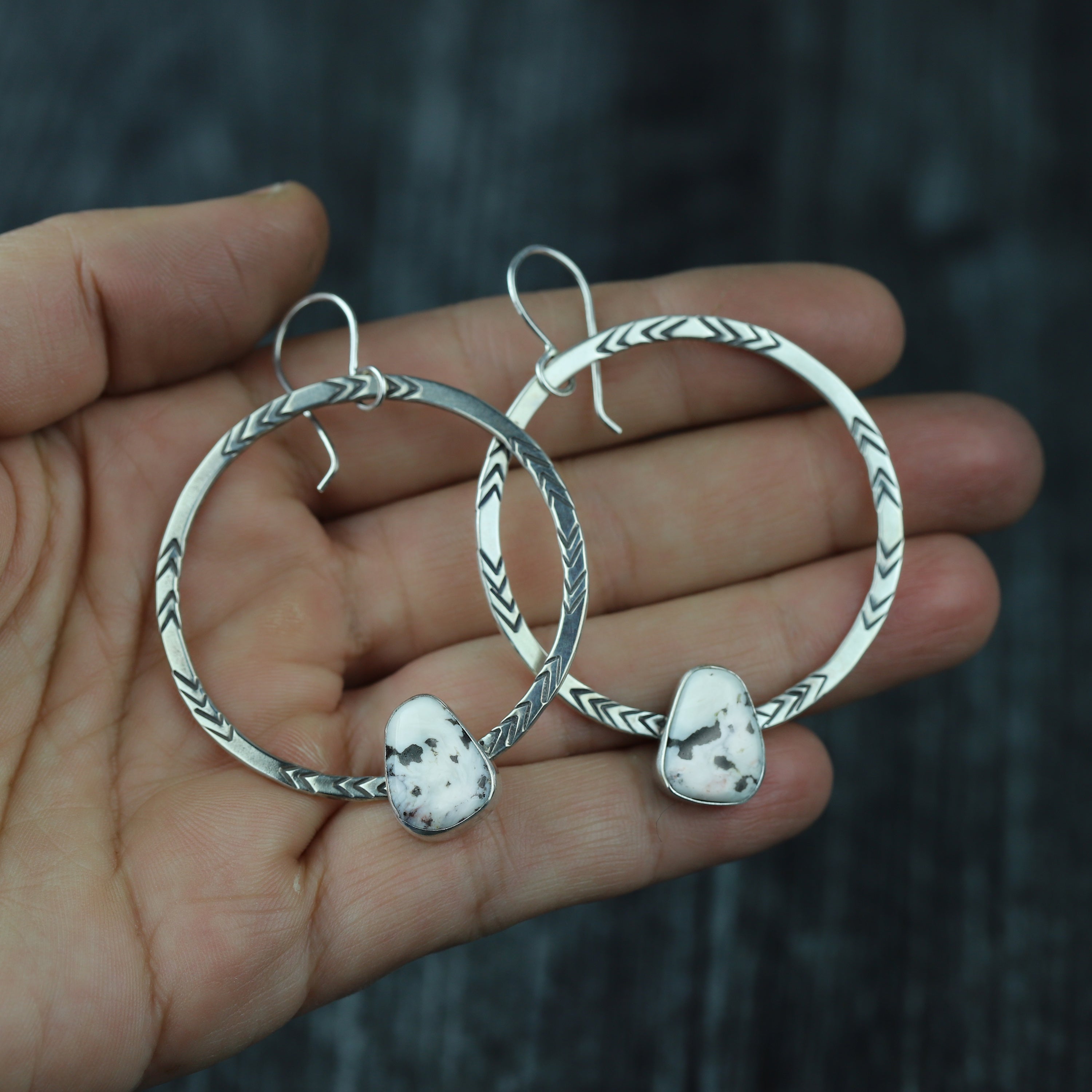 White Buffalo Hoop Earrings